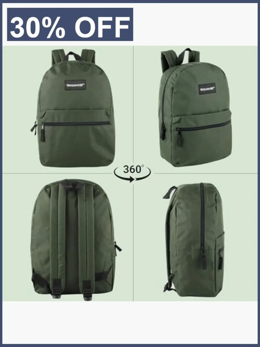 Classic 17in Backpack with Padded Straps for School